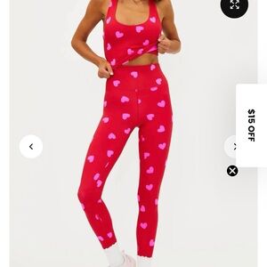 Beach Riot Royal Heart Legging and Top Set New With Tags